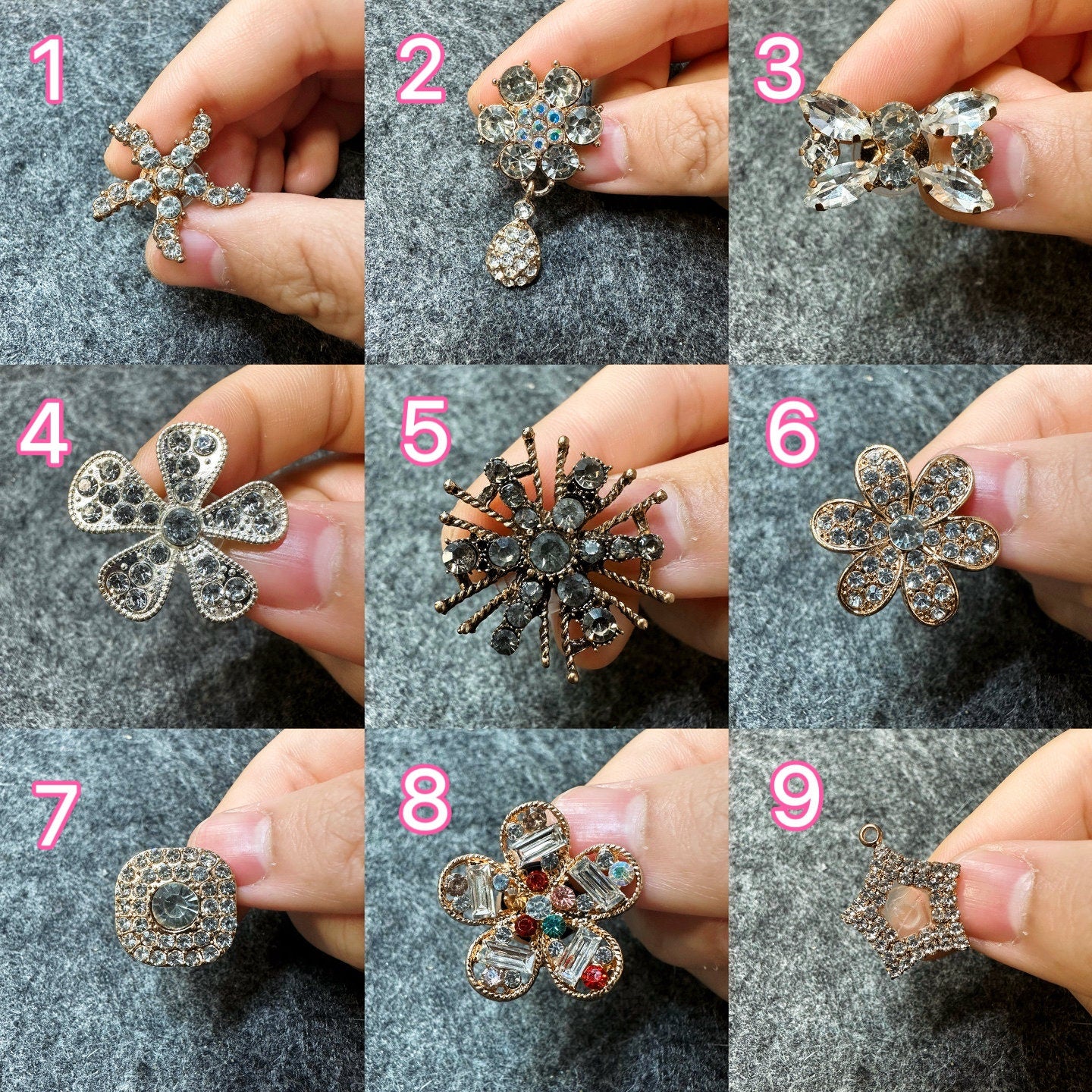 Bling Bling Fancy Metal GEM Rhinestone Flower Shoes Charms silver/golden for DIY Unique Special Shoes