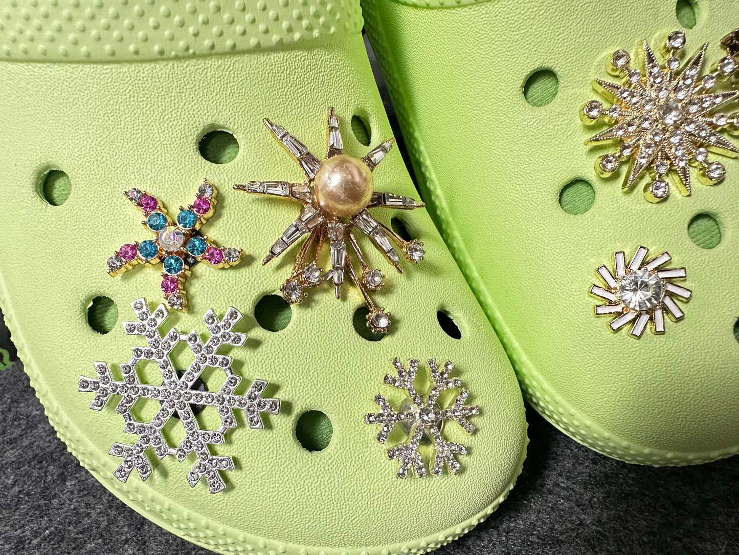 Bling Bling Fancy Metal GEM Rhinestone snowflakes Flowers stars Shoes Charms silver/golden for DIY Unique Special Shoes