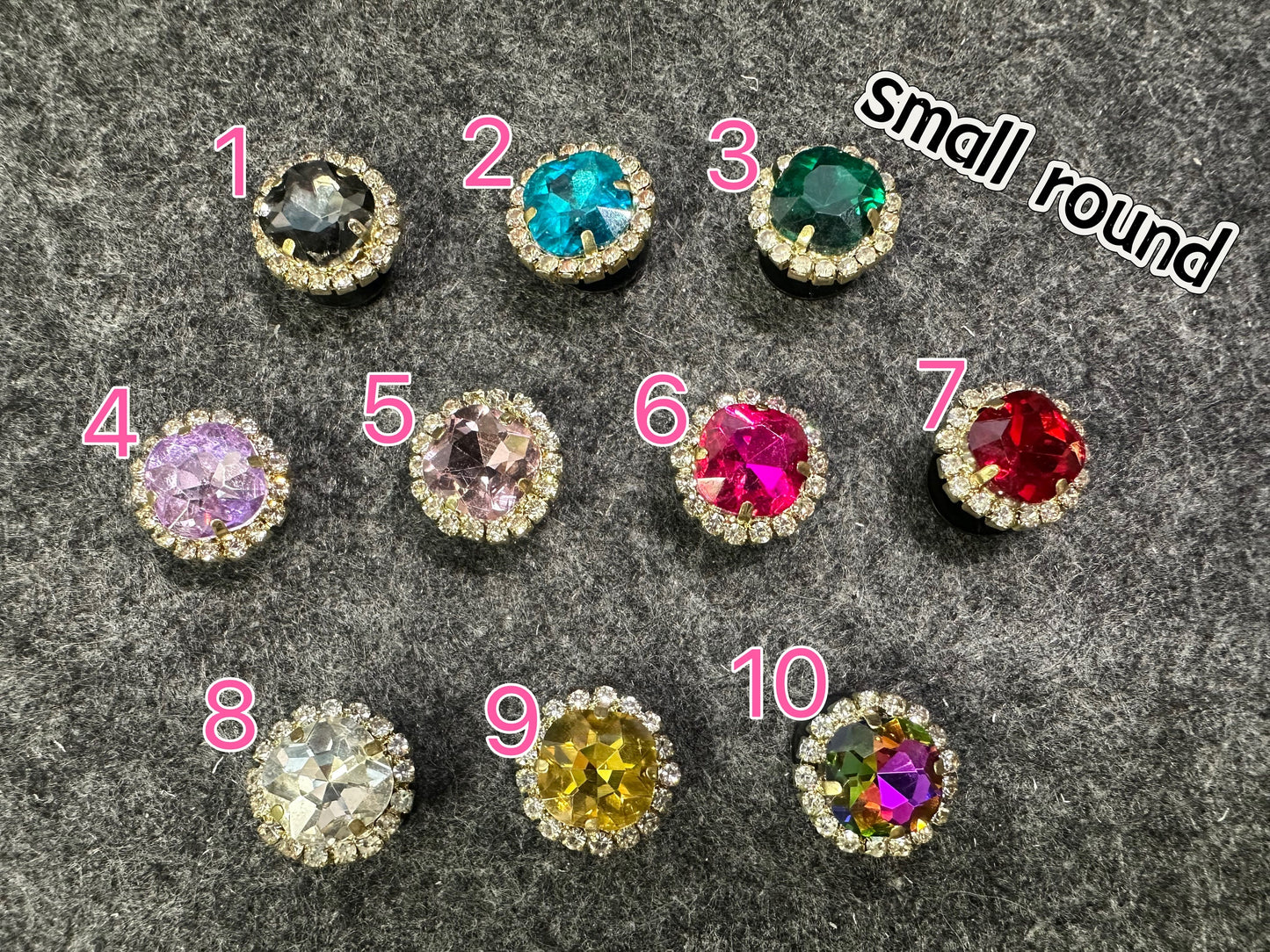 Bling Bling Small Round Metal GEM Rhinestones Shoe charms Unique Special