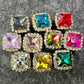 Bling Bling Small Square Metal GEM Rhinestones Shoe charms Unique Special