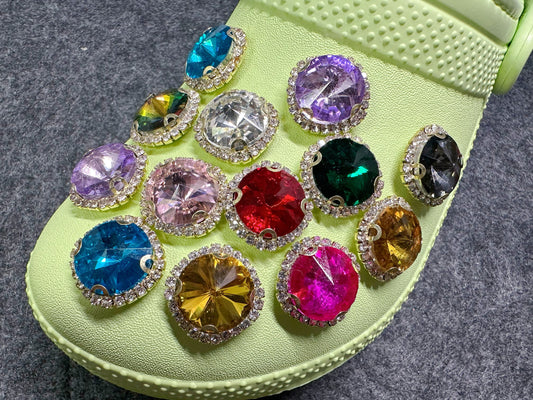 Bling Bling Large Round Shape Metal GEM Rhinestones Shoe charms Unique Special