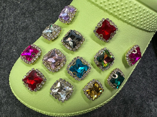 Bling Bling Small Square Metal GEM Rhinestones Shoe charms Unique Special