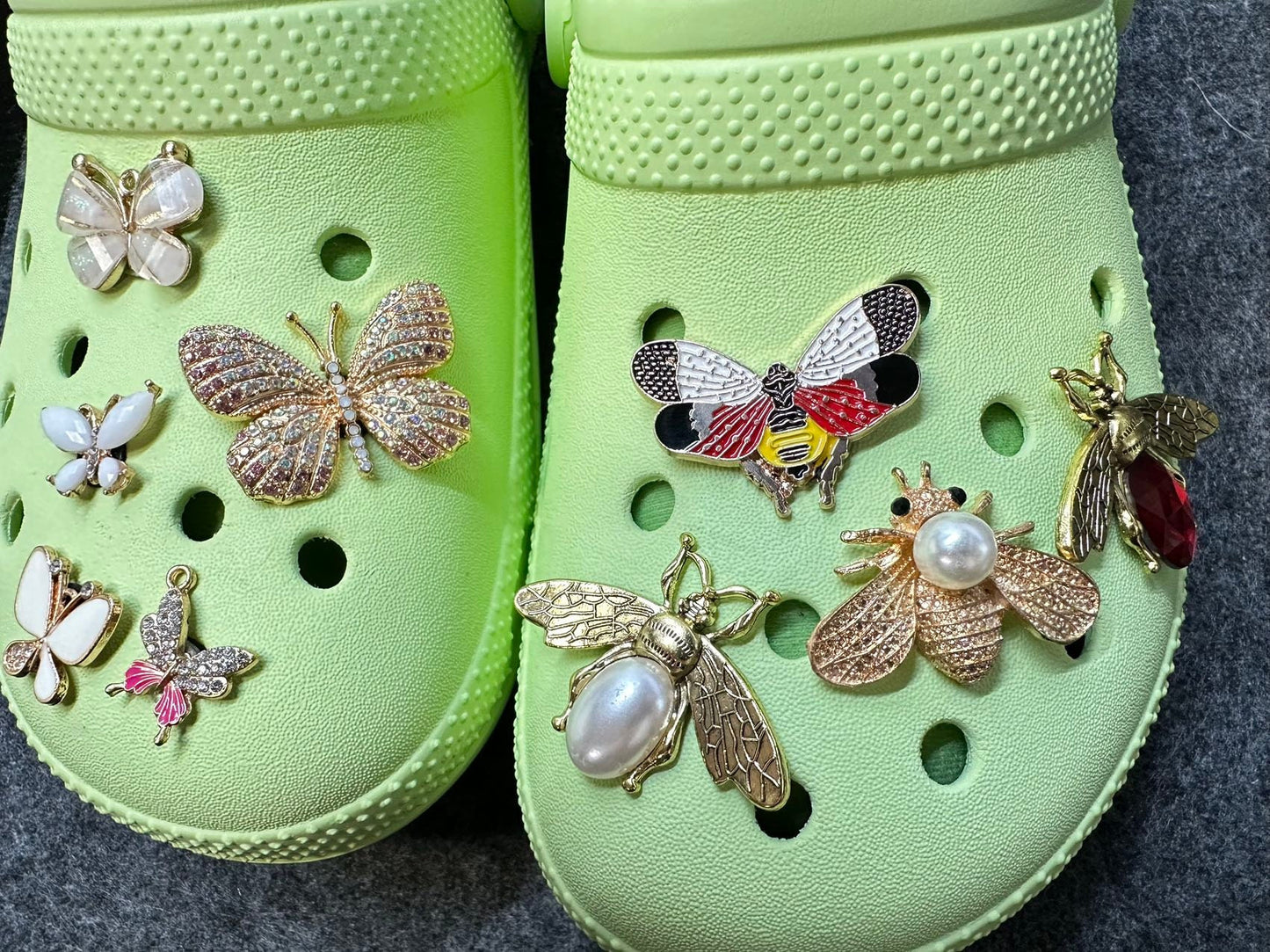 Bling Bling Metal GEM Butterfly Bee dragonfly and more insects Theme Unique Special Croc shoe charms