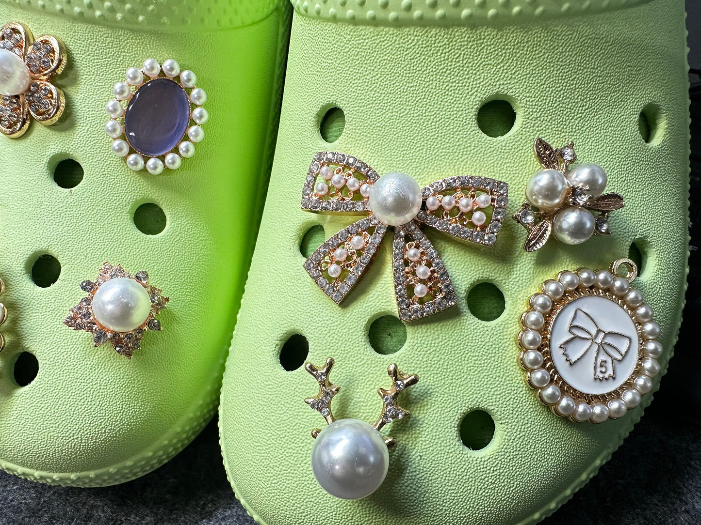 Metal GEM pearl White fancy Theme Unique Special Croc Shoes Valentine's Day Gift DIY shoe charms