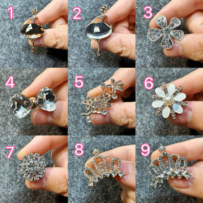 Bling Bling Fancy Metal GEM Rhinestone Ballerina Crown Flower Shoes Charms silver/golden for DIY Unique Special Shoes
