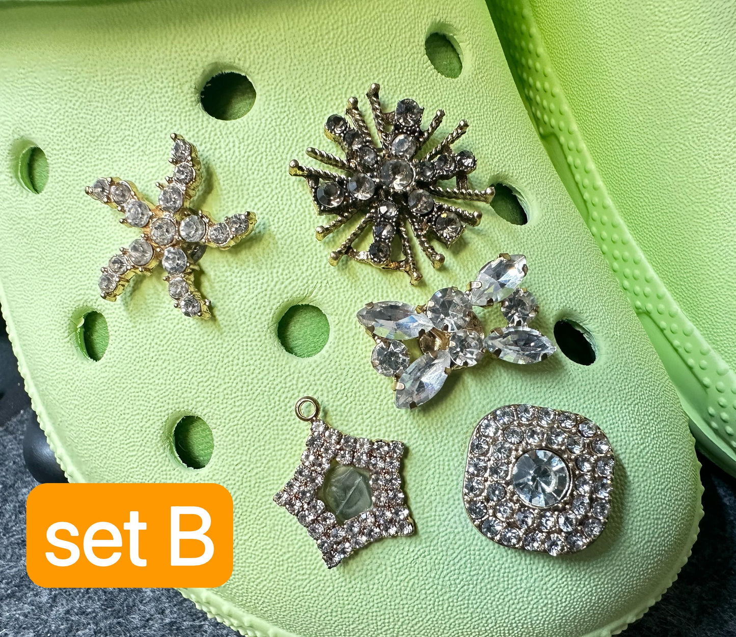 Bling Bling Fancy Metal GEM Rhinestone Flower Shoes Charms silver/golden for DIY Unique Special Shoes