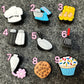 Cooking and Baking Chef Theme Fancy shoe charms pan mixer eggs Spatula Pastry bag chef hat and more