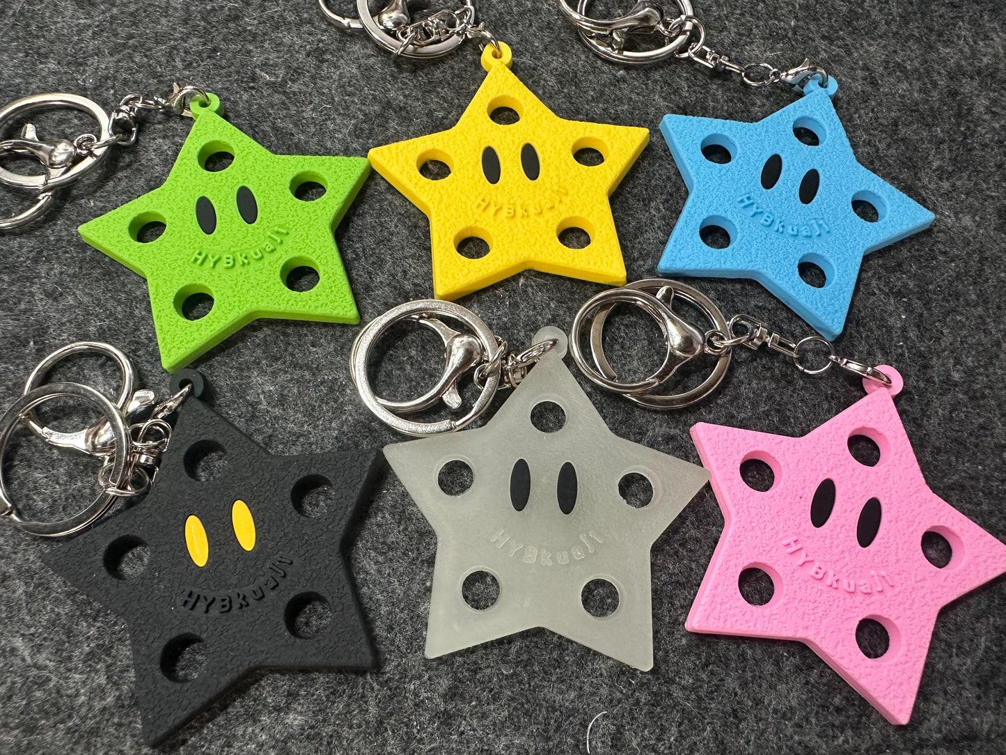 Key Chain Stars Colorful for DIY Unique Special KEYCHAIN Glow in the Dark Keychain JuliesDecalDesign