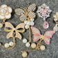 Bling Bling Fancy Metal GEM Rhinestone Flowers and butterflies with drops Shoes Charms silver/golden for DIY Unique Special Shoes
