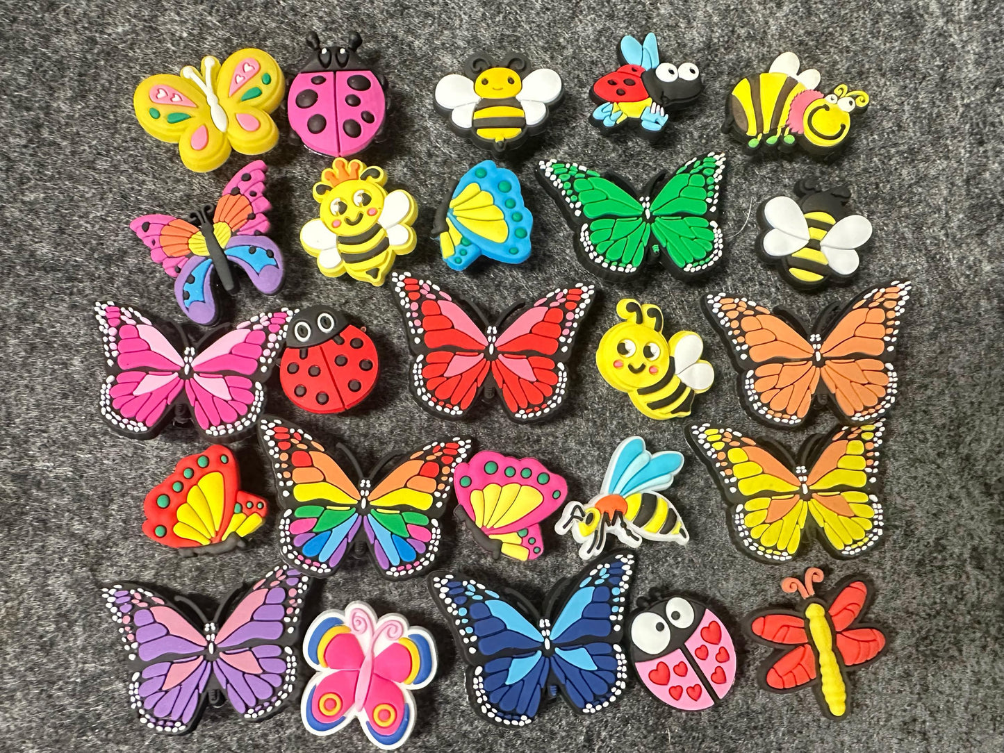 Garden Insects Bumble Bees Dragonfly Butterfly Ladybug Design Theme Shoe Charms