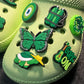 Green Theme Fancy shoe charms planet avocado broccoli hat coconut tree and more