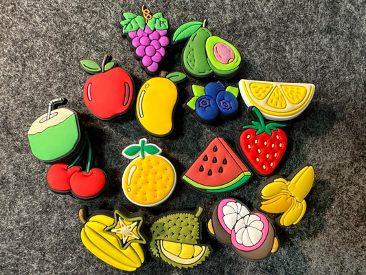 Yummy Fruits Design Theme Apple Banana Strawberry Cherry Blueberry Watermelon Avocado and more shoe charms