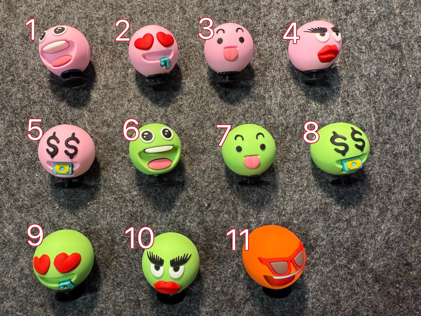 3D Emoji face cute angry love cool and More Shoe Charms Best Quality JuliesDecalDesign