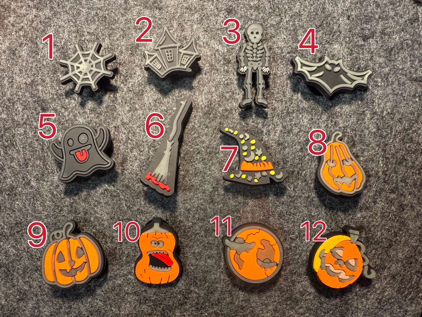 Glow in dark Trick or treat Skeleton Ghost broom hunted house bat Horror Pumpkin Theme Design Halloween Shoe Charms