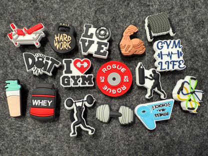 Gym Workout Exercise Fitness theme shoe charms