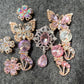 Fancy Metal GEM Rhinestone Flowers Cat Butterfly and more Shoes Charms for DIY Unique Special Shoes