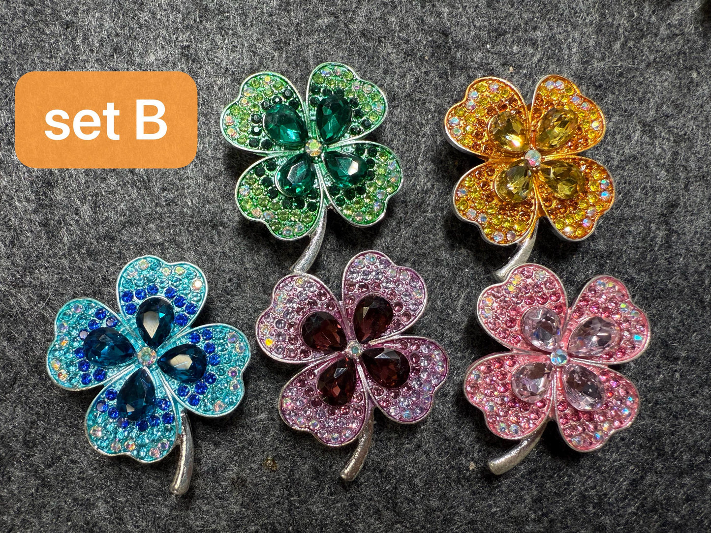 Bling Fancy Metal GEM Rhinestone Clover & Butterfly shoe charms for DIY Unique Special Shoes