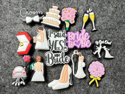 Wedding Bride and Groom Design Marriage Theme Shoe Charms Best Quality JuliesDecalDesign