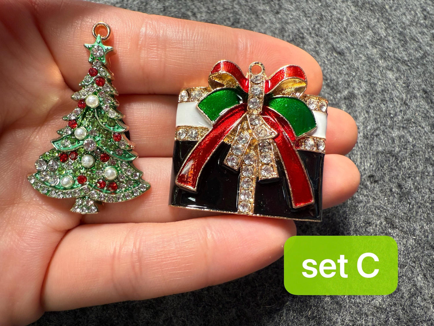 Metal rhinestone Christmas Shoe Charms: Holiday Croc Decorations Santa Snowman