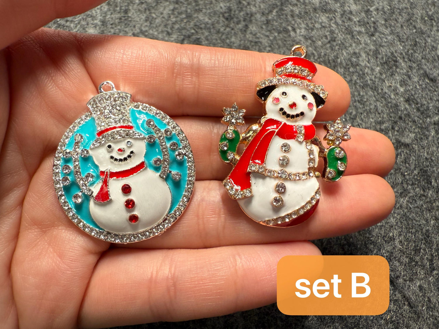 Metal rhinestone Christmas Shoe Charms: Holiday Croc Decorations Santa Snowman