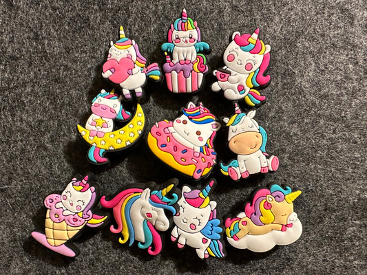Cute Unicorn Colorful Unicorn Design Theme donuts sweet moon heart cupcake clouds Shoe Charms Best Quality JuliesDecalDesign