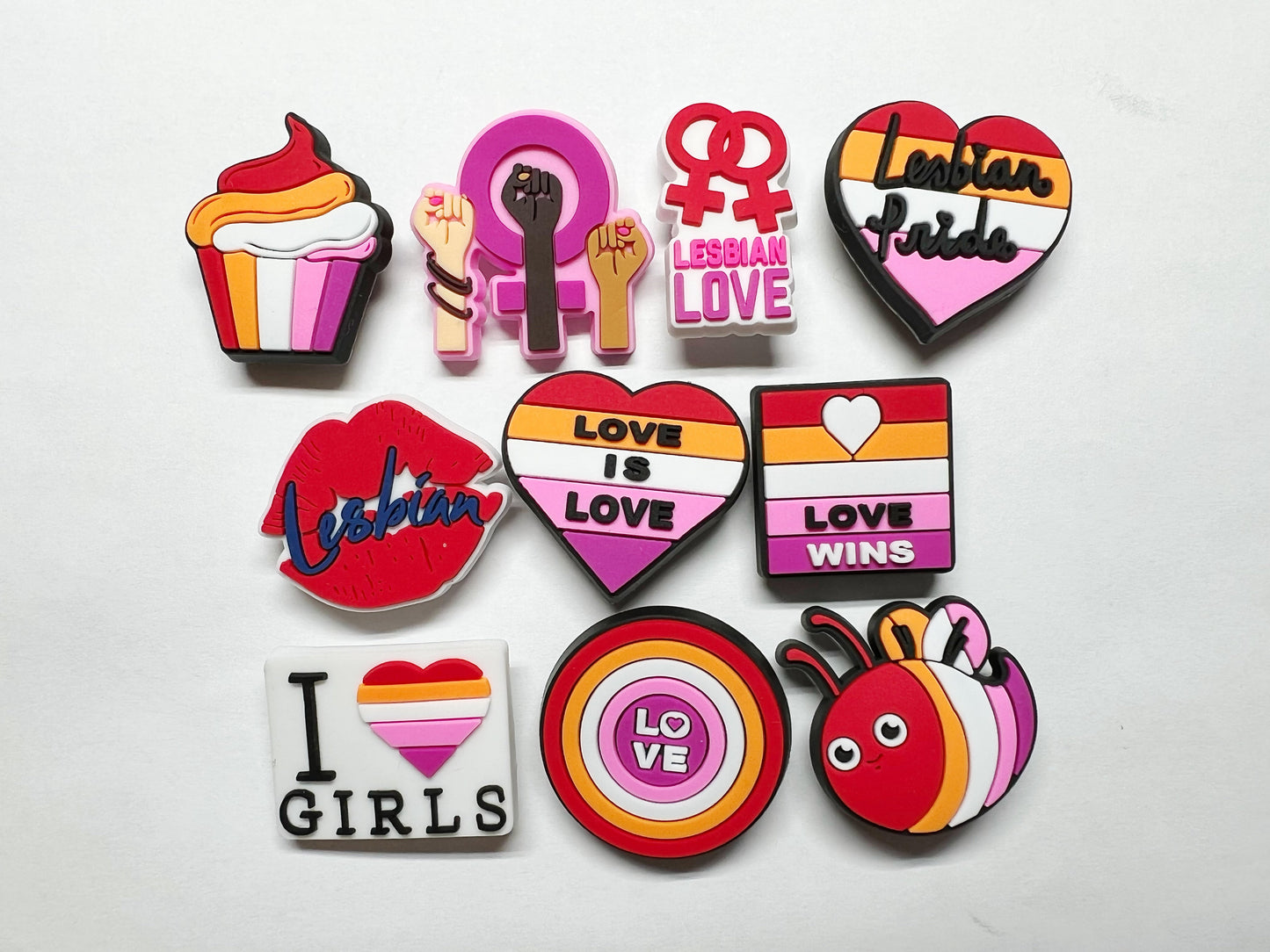 Girl Lesbian Love I love girls Design Theme Shoe Charms Best Quality JuliesDecalDesign