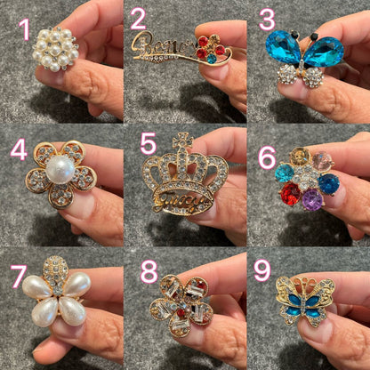 Metal GEM Butterfly Silver Diamond Flower Pearl Flower colorful Theme Unique Special Croc Shoes Valentine's Day Gift