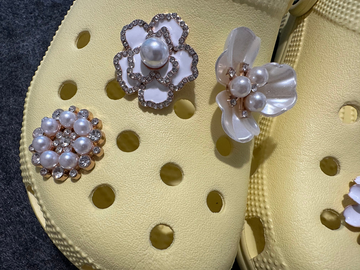 large size flowers Pearl GEM Flower Bling Fancy Metal Diamond Flower Shoes Charms for DIY Unique Special Shoes