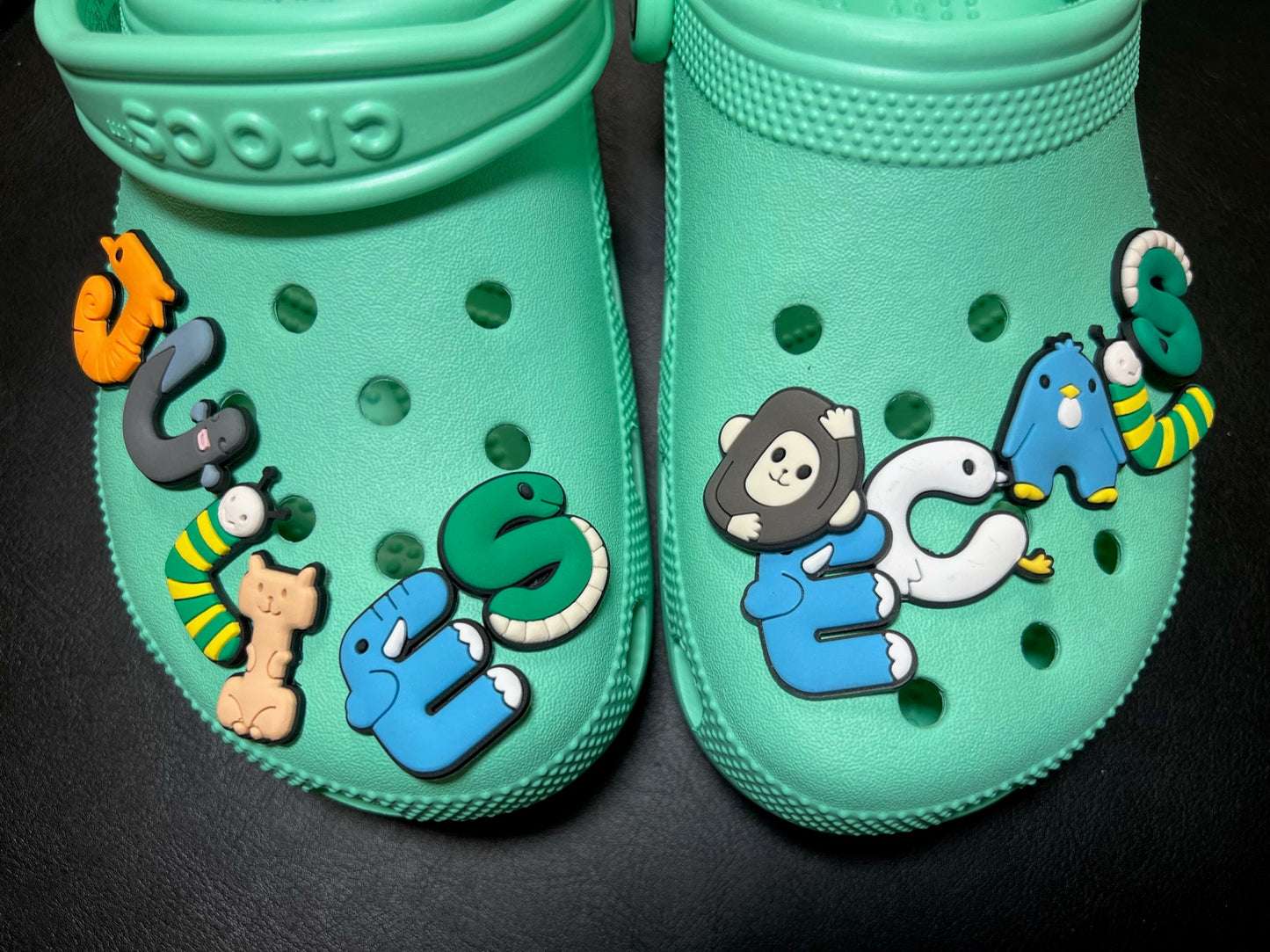 Encantos lindos del zapato de la letra del alfabeto de los niños del diseño animal mejor calidad JuliesDecalDesign