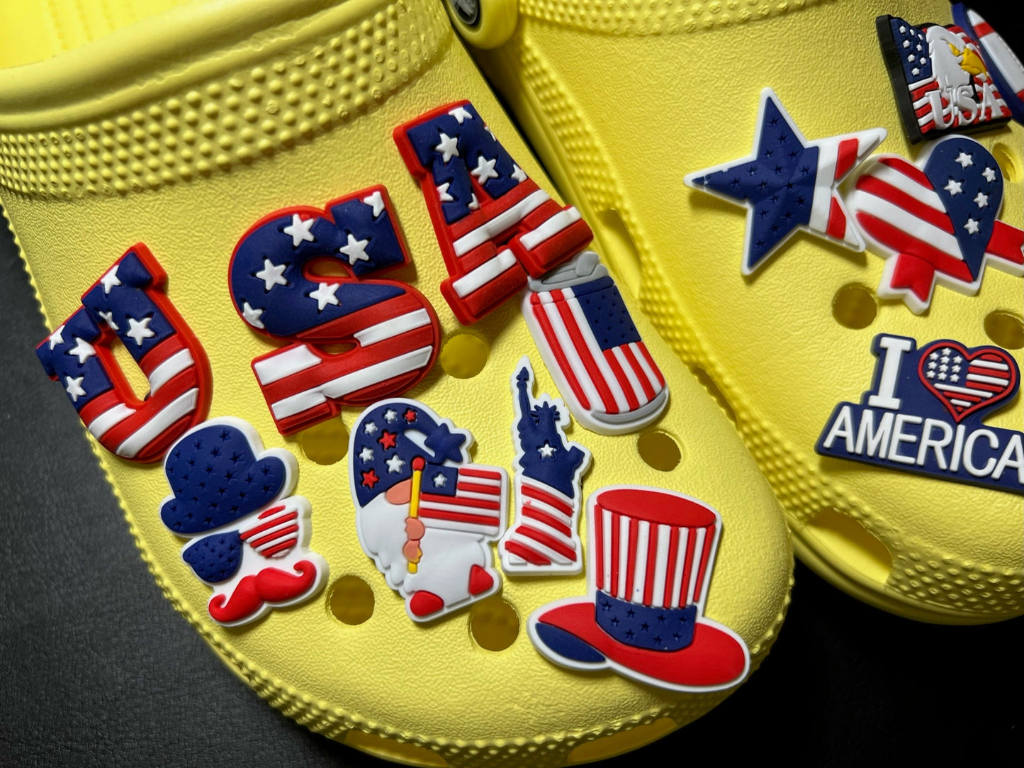 USA America patriotic shoe charms