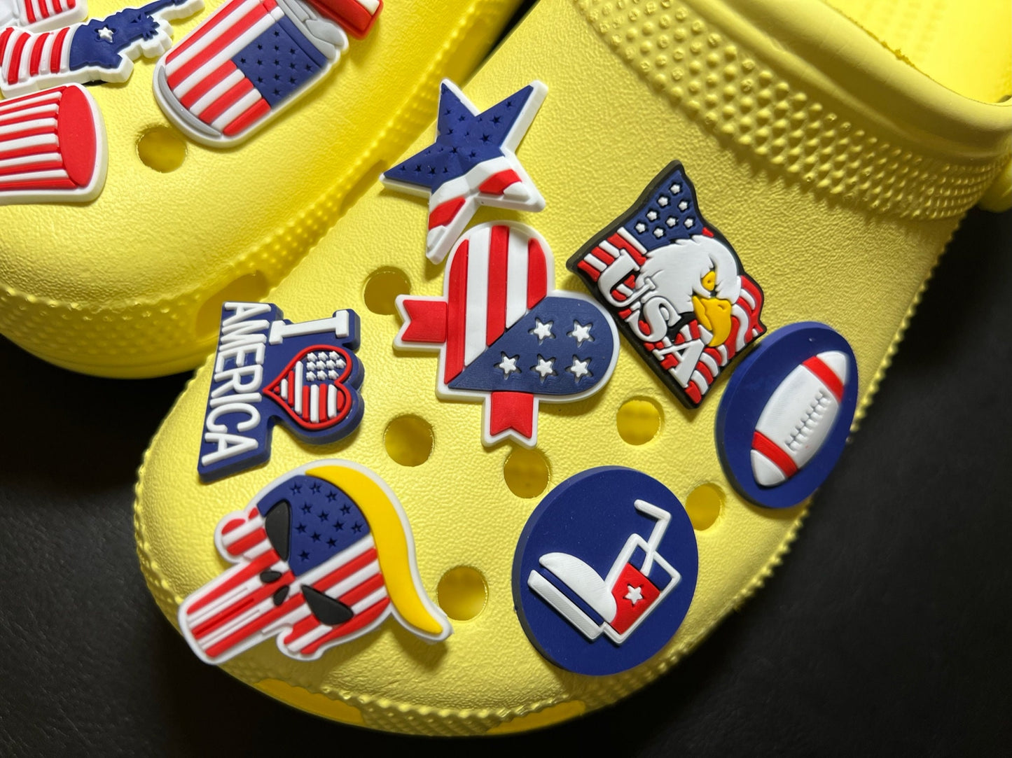 USA America patriotic shoe charms