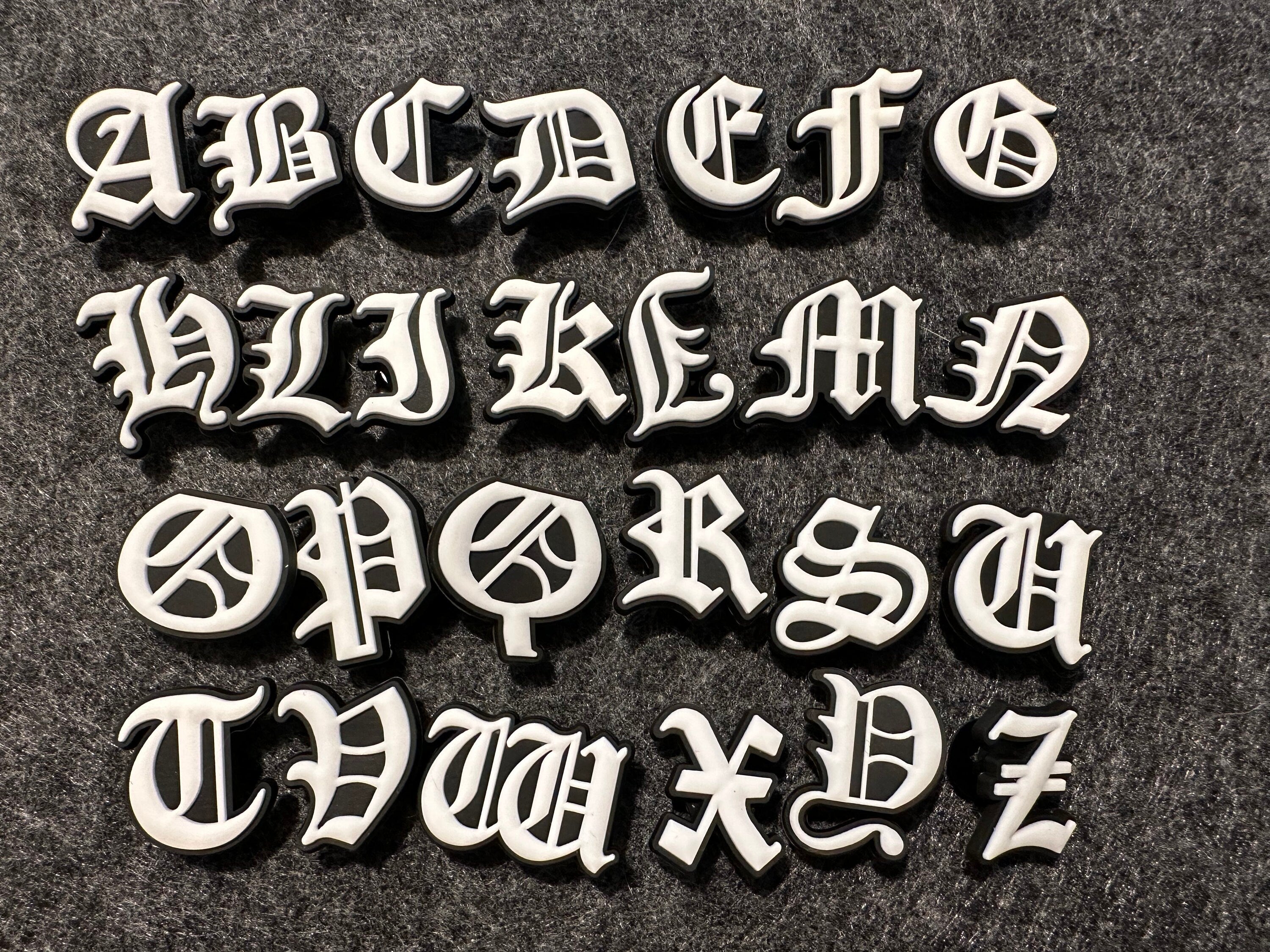 Anciient Lettering Ancient greek alphabet Design Kids Alphabet Letter Shoe Charms White a ...