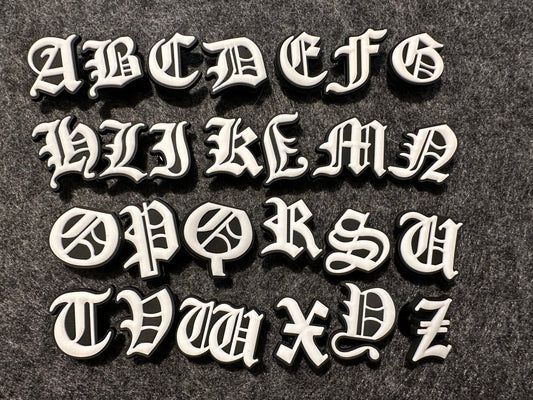 Ancient greek alphabet Design Kids Alphabet Letter Shoe Charms White and Black