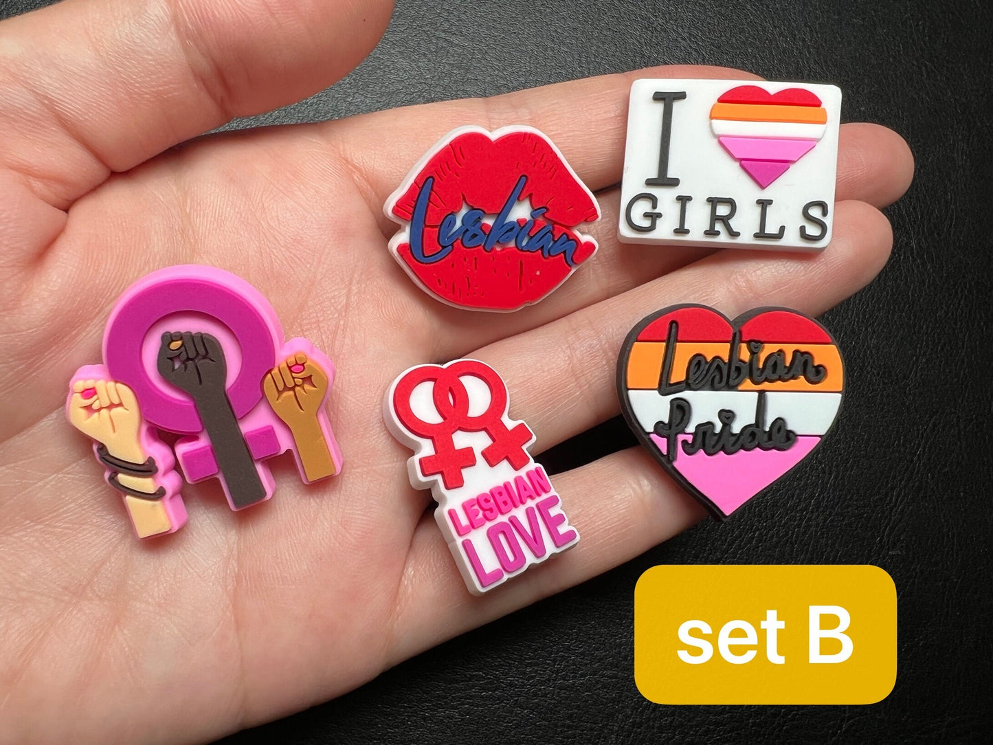 Girl Lesbian Love I love girls Design Theme Shoe Charms Best Quality JuliesDecalDesign