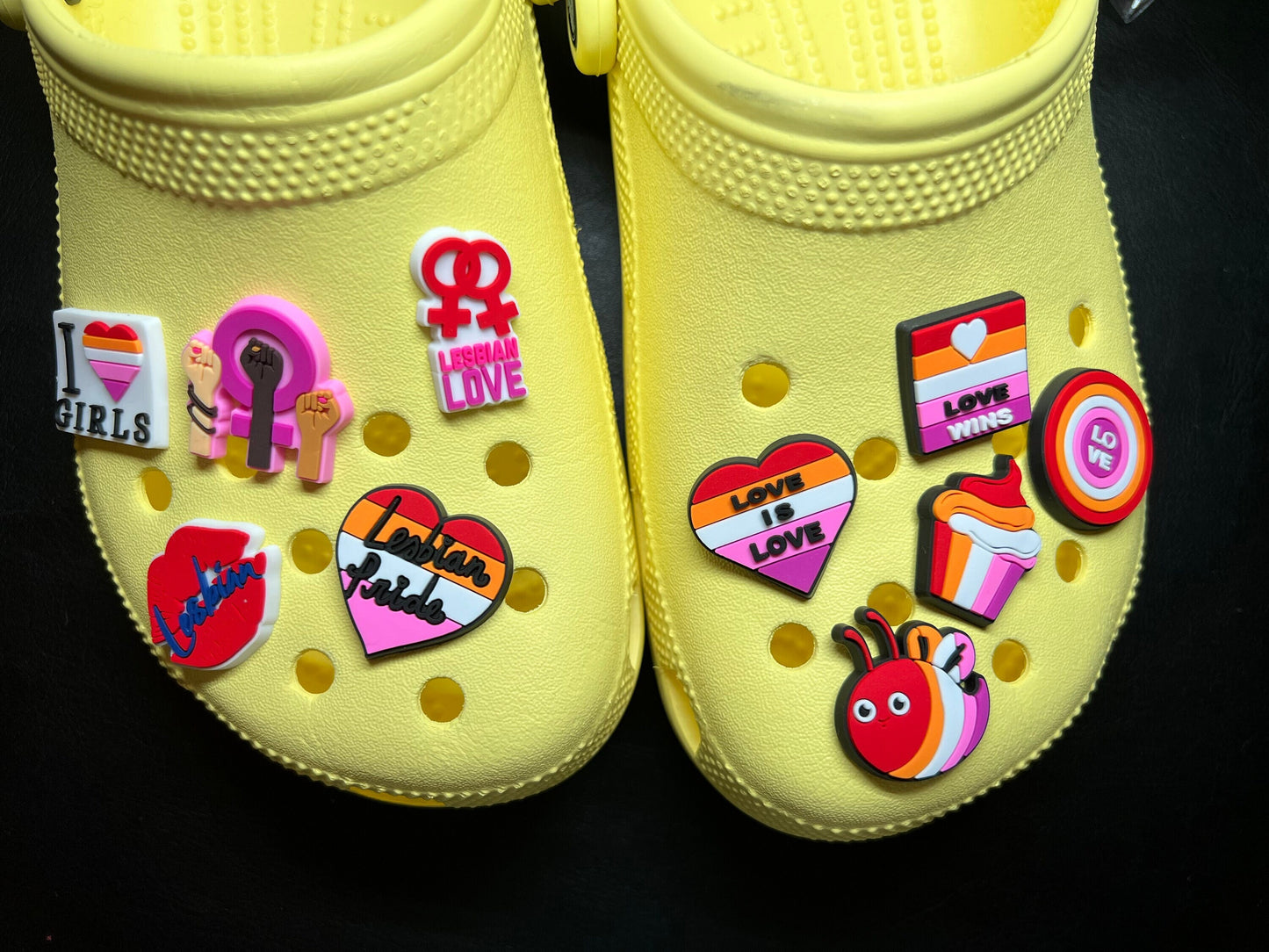 Girl Lesbian Love I love girls Design Theme Shoe Charms Best Quality JuliesDecalDesign