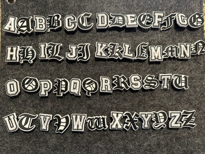 Ancient greek alphabet Design Kids Alphabet Letter Shoe Charms  Black and White