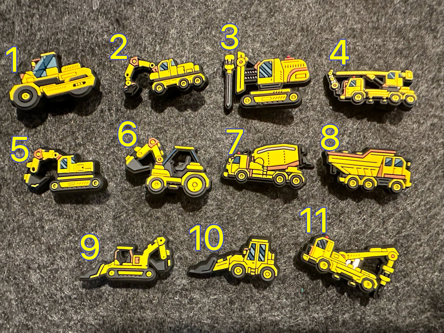 Excavator concrete machine Construction crane Boring Machine Vehicle Road Pile Driver Design shoe charms