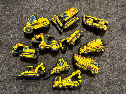 Excavator concrete machine Construction crane Boring Machine Vehicle Road Pile Driver Design shoe charms