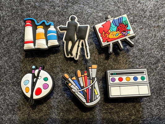 Painting Artist sketch Canvas Painting Design Theme Shoe Charms