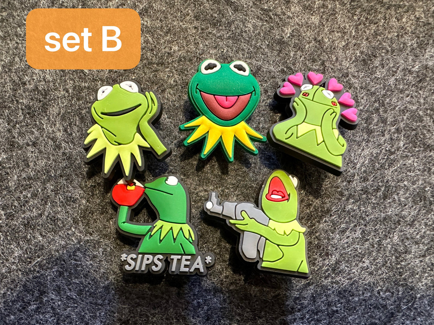 Green Frog silly frog sad frog Design Shoe Charms Best Quality JuliesDecalDesign