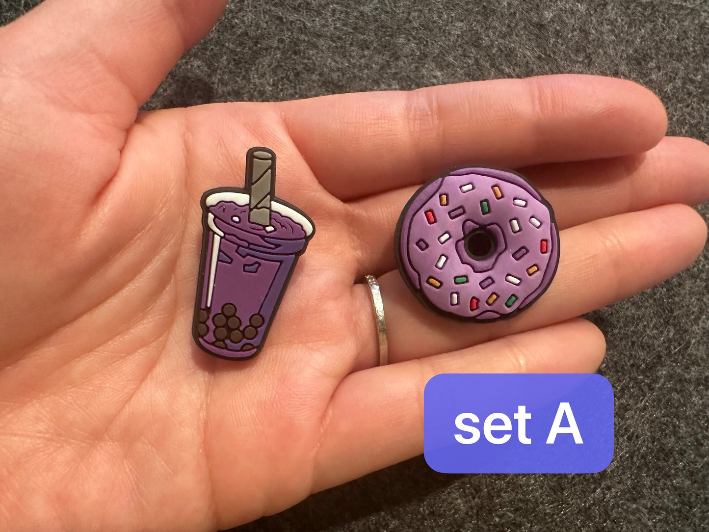 Purple and pink Theme Fancy shoe charms good vibes and more