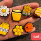 Honey Bee Happy Theme Fancy shoe charms brighten yellow sunshine smiling face and more