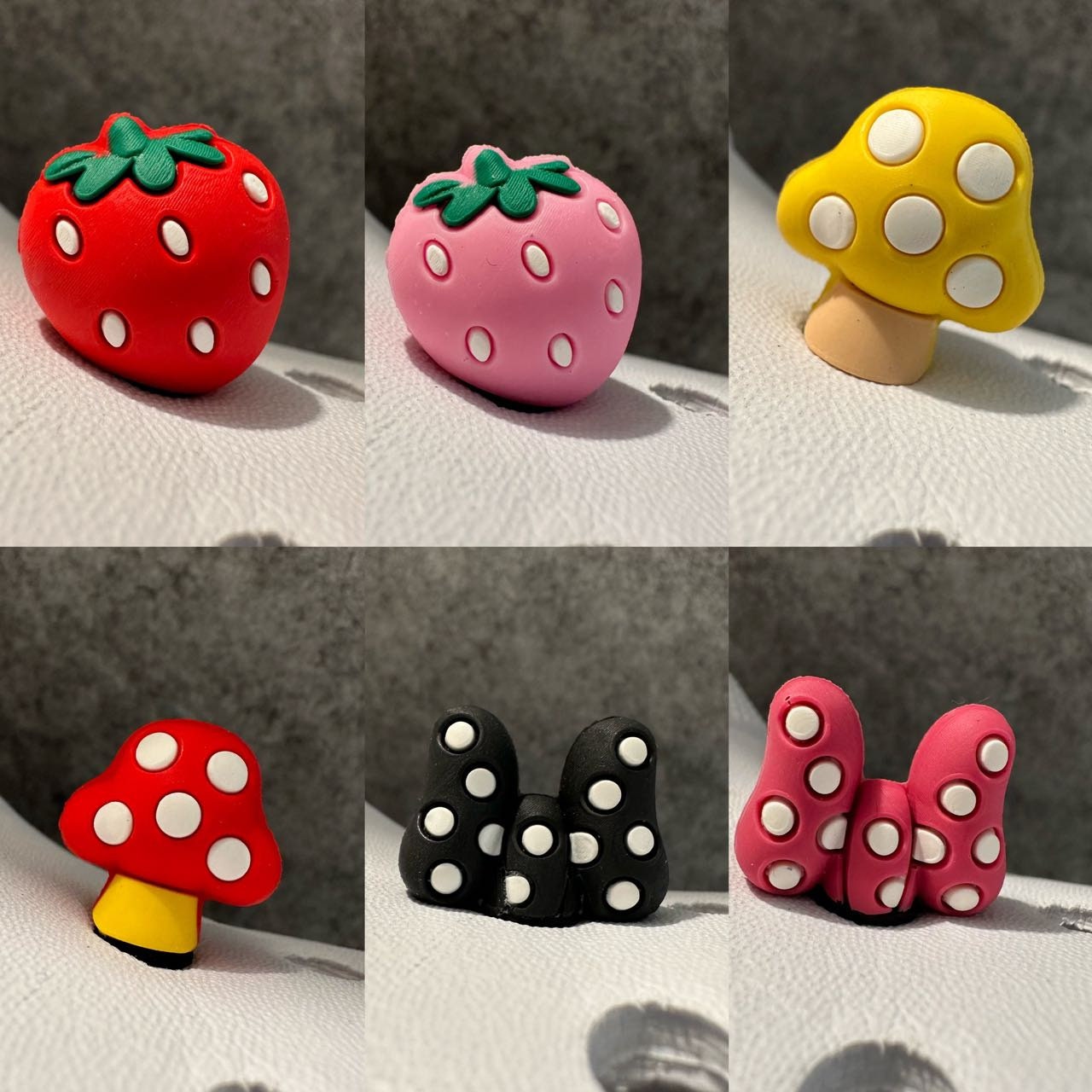 3D dots strawberry mushroom bow and More Shoe Charms Best Quality JuliesDecalDesign