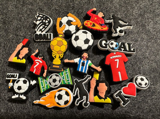 Soccer theme shoe charms