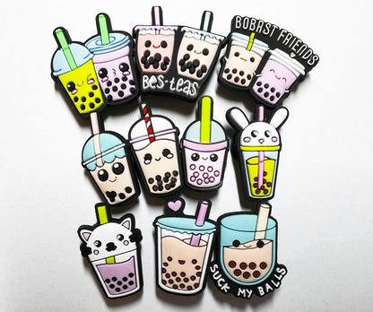 Té de burbujas Té Boba Café y más bebidas amuletos para zapatos