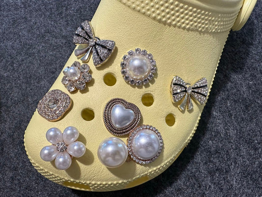 Bling Fancy Metal GEM Pearl Flower  Diamond Flower Shoes Charms for DIY Unique Special Croc Shoes JuliesDecalDesign