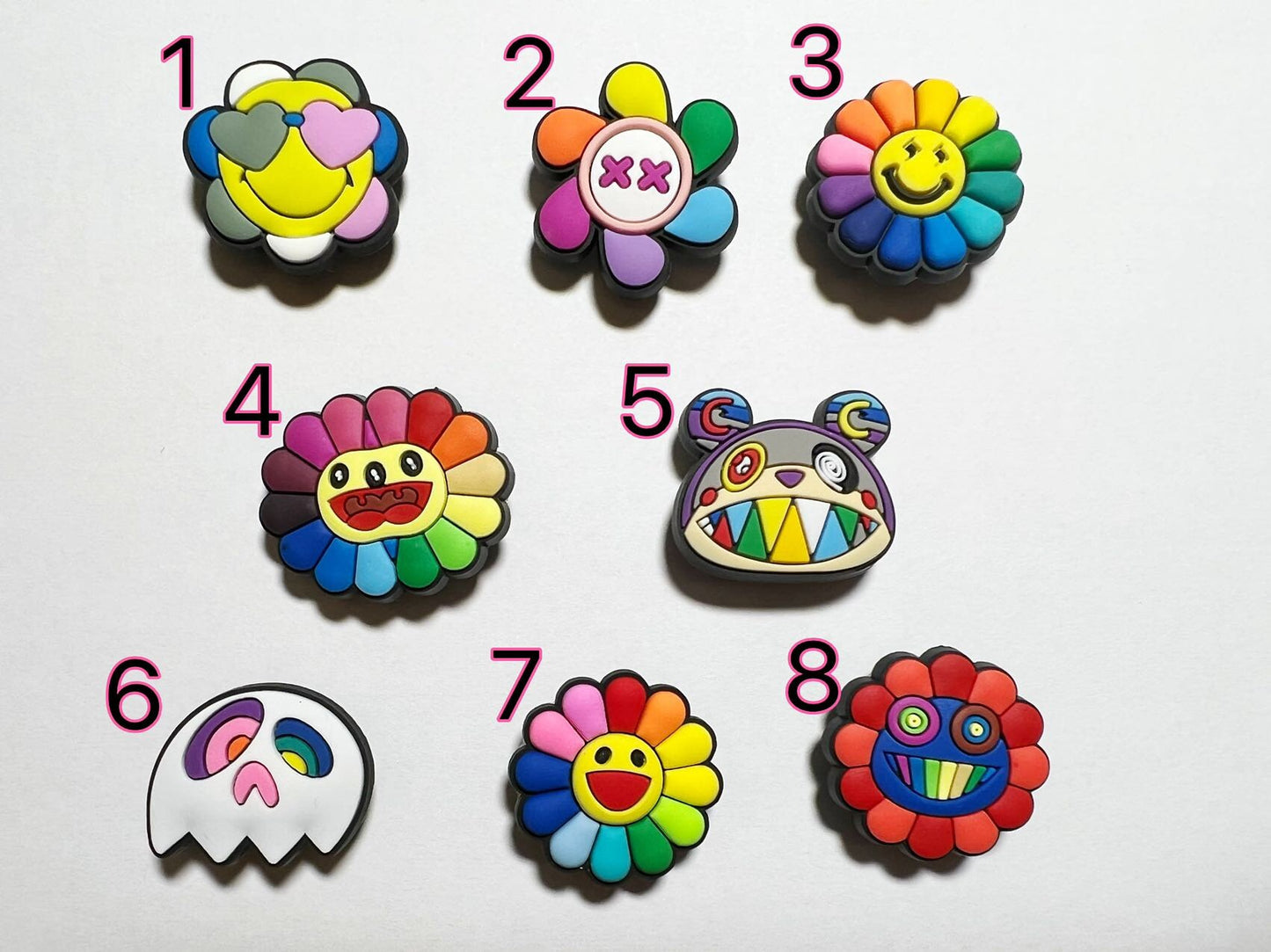 Colorful Rainbow flowers Theme Fancy shoe charms and more