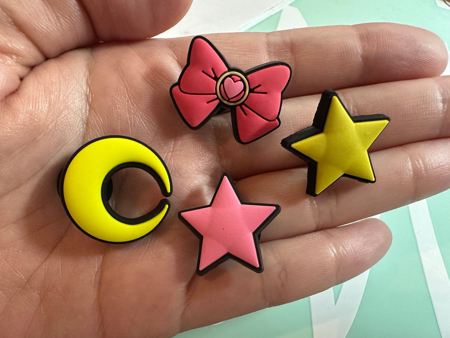 Moon Star and bow shoe charms