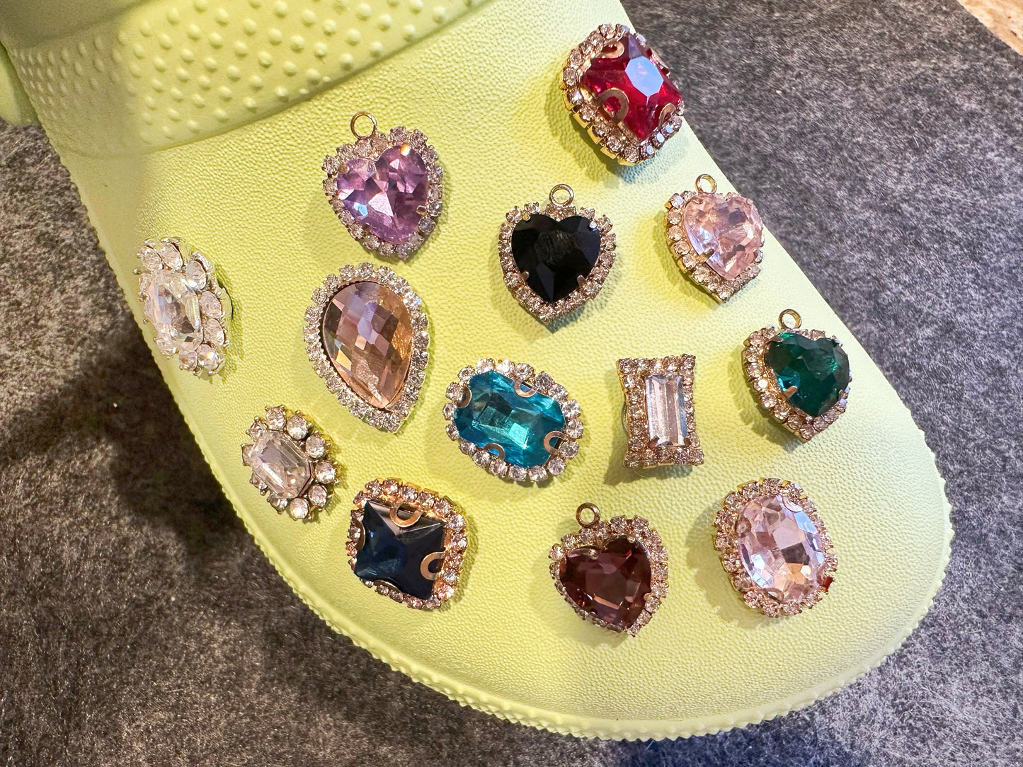 Metal GEM colorful Hearts Theme Unique Special Croc Shoes Valentine's Day Gift