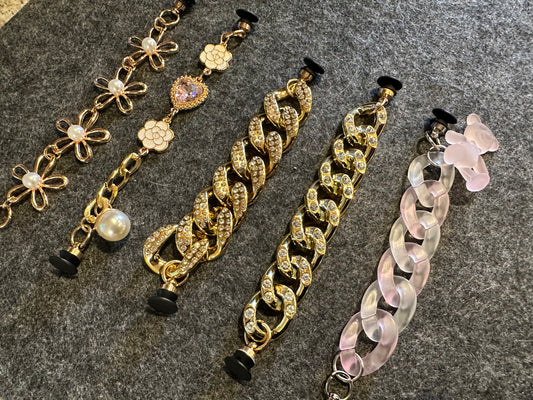 Chaînes de chaussures fantaisie, chaîne de perles, chaîne en or, chaîne en diamant argenté pour bricolage, chaussures spéciales uniques